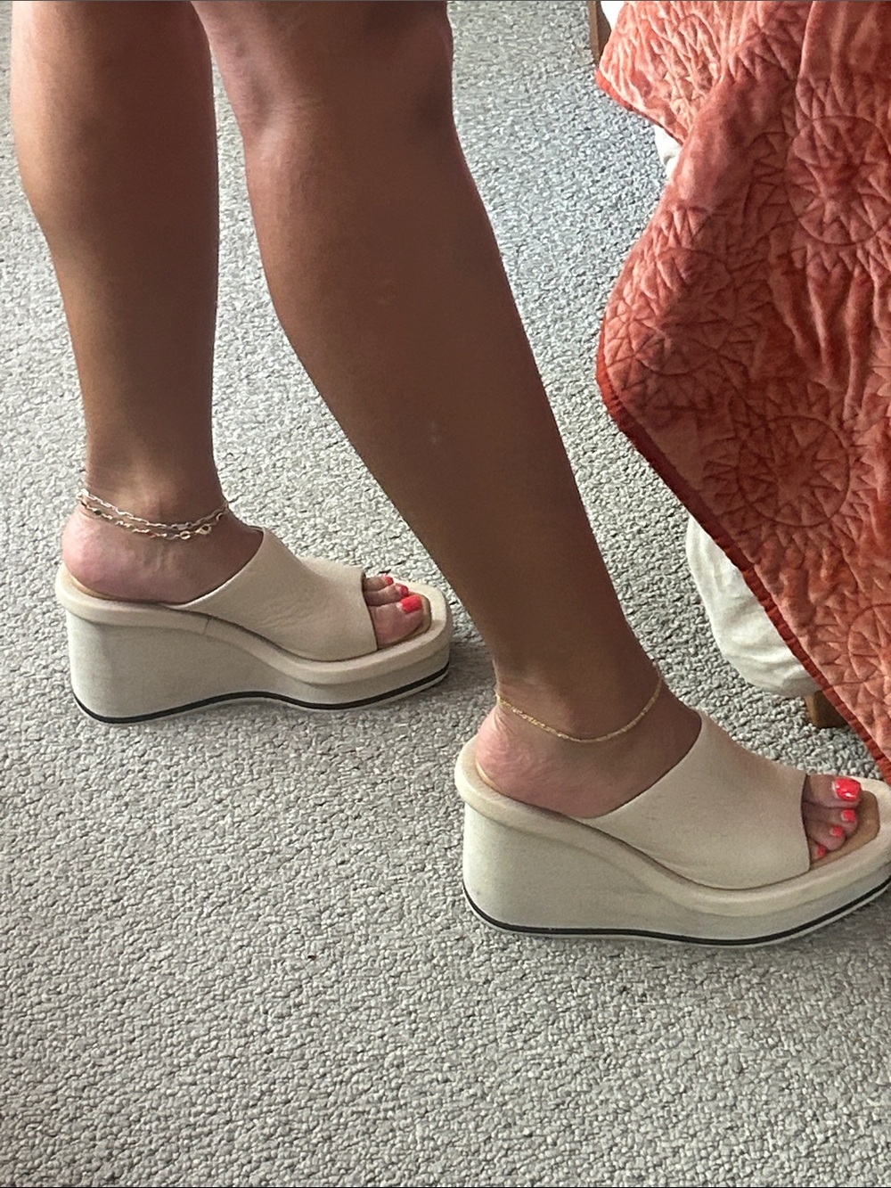 Paloma Barcelo Cream Platform Wedge Slide - Picture 6 of 14